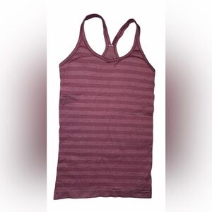 LULULEMON burgundy striped strappy tank w/ bra-sz 6